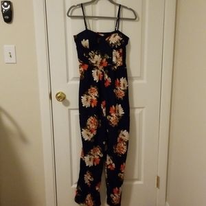 Band of Gypsies Navy Blue Floral Jumpsuit Size M